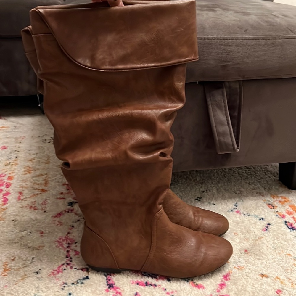 Lower East Side Brown Slouchy Knee High Boots